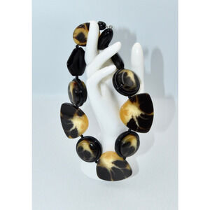 Angela Caputi Italy Massive Faux Tortoise Resin Chocker Statement Necklace